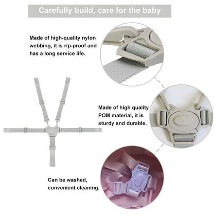 Adjustable 5-Point Safety Harness for Child Seats and Strollers, Gray - Compatible with Most Brands - Image 4