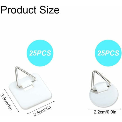 50-Pack 1\" Invisible Adhesive Hangers, Self-Adhesive Vertical Wall Plaque Hangers, Wall Plaques for Plates, Pictures, Decorative Art (White) - Image 2