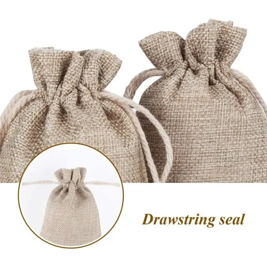 30pcs Drawstring Linen Bags, Linen Packaging Bags, Yellow Jute Gift Bags Jewelry Bags 10*15CM-tfrf - Image 3