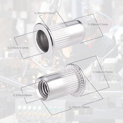 60pcs 304 Stainless Steel Rivet Nut M8 Flat Head Blind Nut Threaded Rivet Nut Rivet Nut for Threaded Insert Plys - Image 2