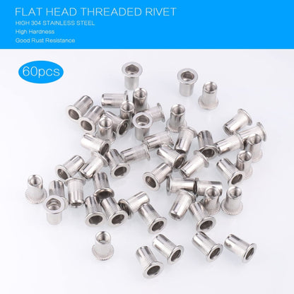 60pcs 304 Stainless Steel Rivet Nut M8 Flat Head Blind Nut Threaded Rivet Nut Rivet Nut for Threaded Insert Plys - Image 4