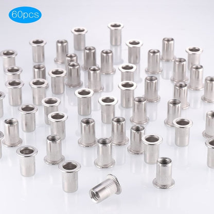60pcs 304 Stainless Steel Rivet Nut M8 Flat Head Blind Nut Threaded Rivet Nut Rivet Nut for Threaded Insert Plys - Image 5