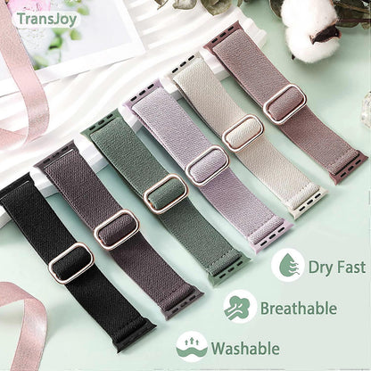 5-pack Nylon Stretch Band Compatible with Apple Watch 42mm 44mm 45mm Women Men, Fabric Elastic Bracelet Solo Loop Band for iWat—max - Image 2