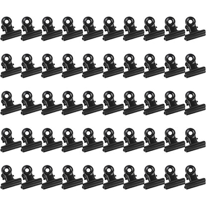 50 Pieces Hinged Metal Clips Strong Spring Black Bulldog Clip 22mm Metal Clips Small Paper Clip for Files Food Bags Photo