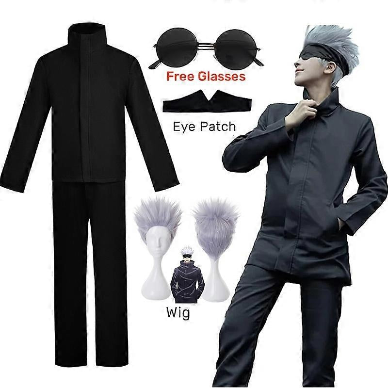 Anime Jujutsu Kaisen Gojo Satoru Cosplay Costume Eyepatch Wig Glasses Outfit Halloween Costumes for Men - Perfect Wig B Only S-max Wig B Only S - Image 2
