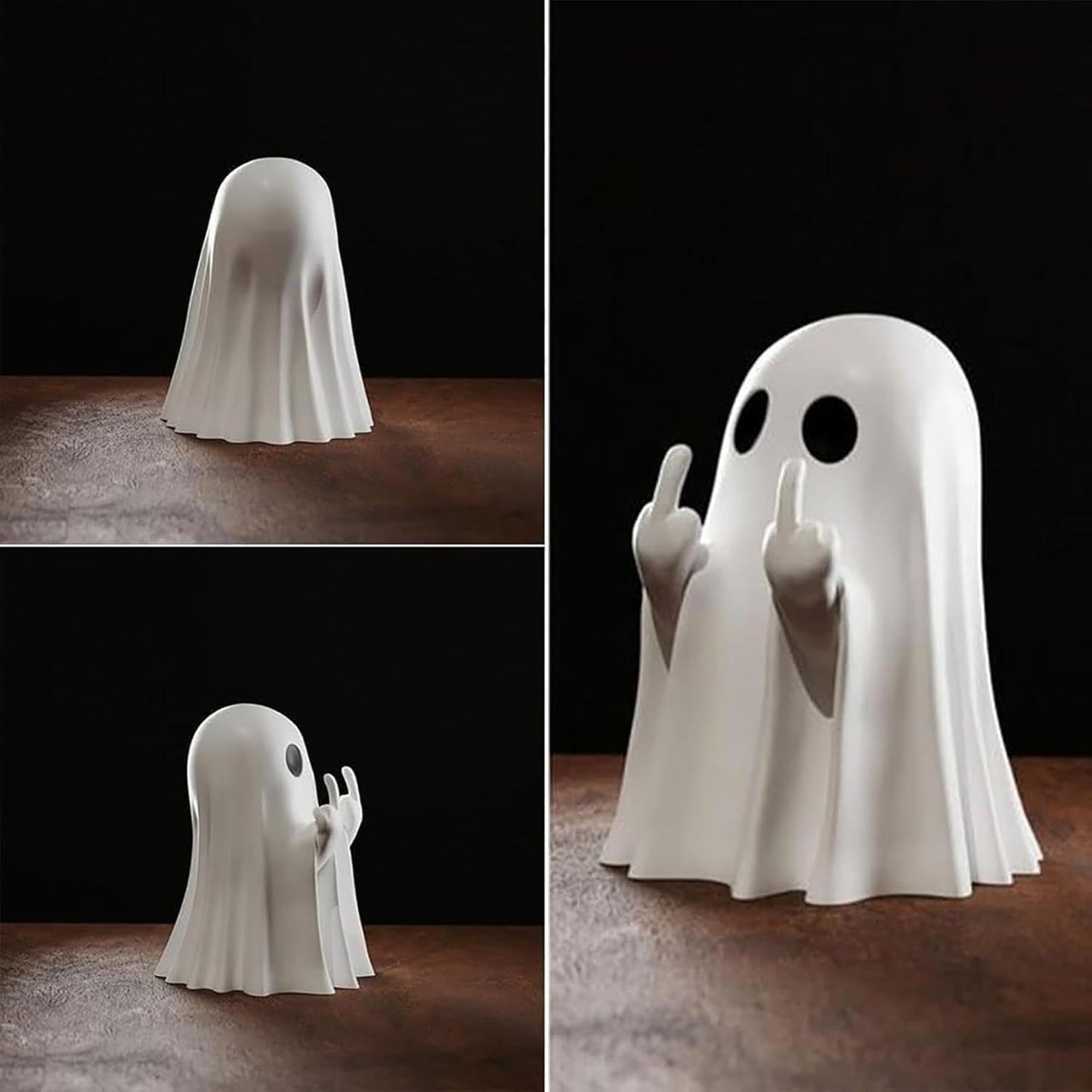 Halloween Creative Resin Middle Finger Ghosts, Ghost Festival Decorations, Spranks, Provocation, Garden Decorations, Crafts Bat ghost 8CM - Image 2