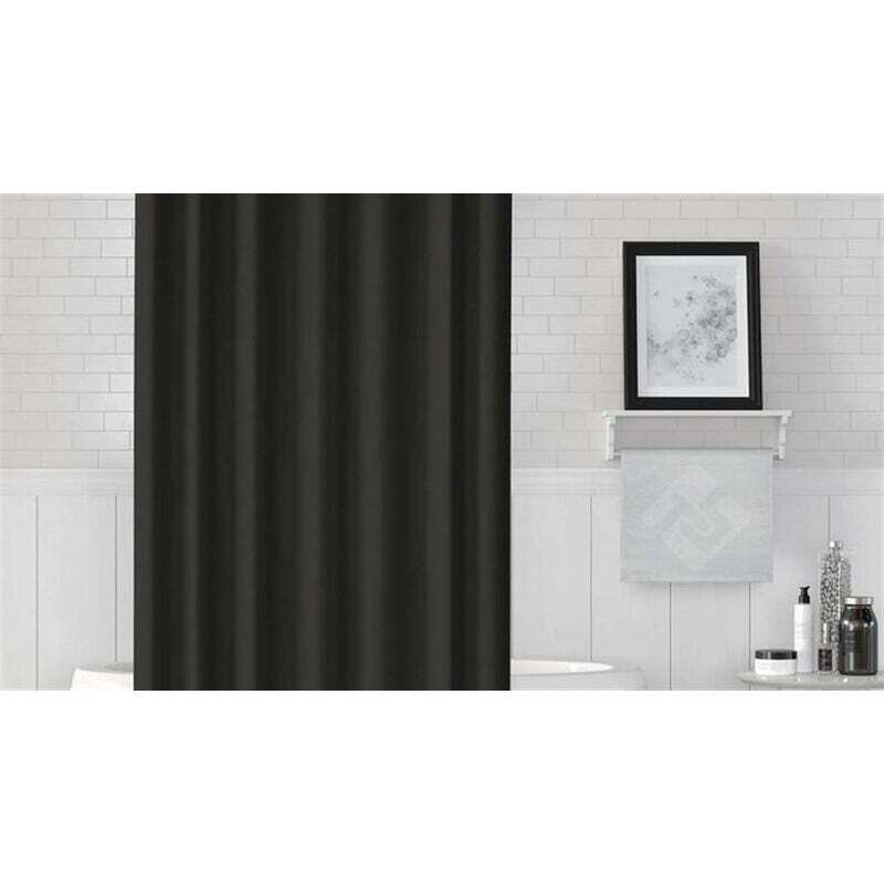 Black Shower Curtain 120x200 cm High Quality Polyester Waterproof Anti-mildew Machine Washable with Hooks Included - Image 2