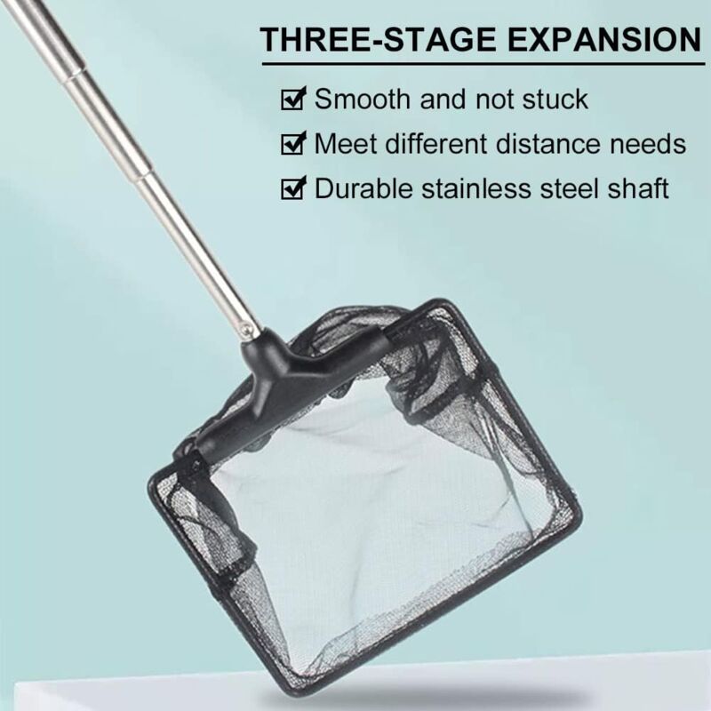 Adjustable Telescopic Fishing Net for Aquarium, Extendable Handle Fishing Landing Net, Mini Foldable Net for Aquarium, 1 Pack - Image 3