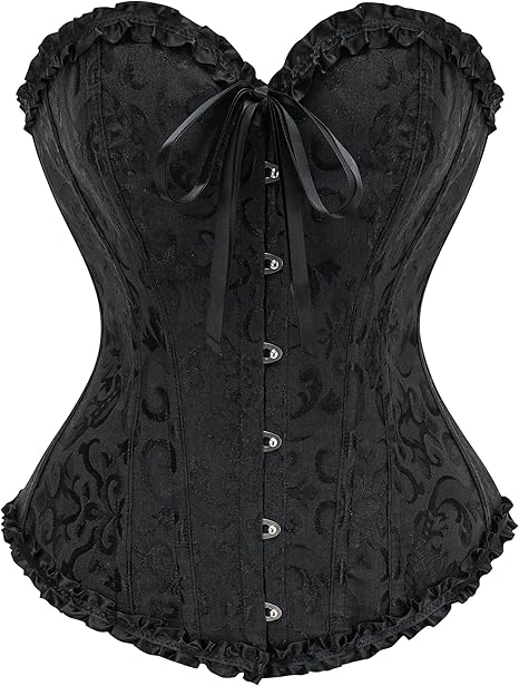 Corset Tops for Women, Bustier Shapewear Lingerie, Lace Waist Push Up Bodysuit black XS