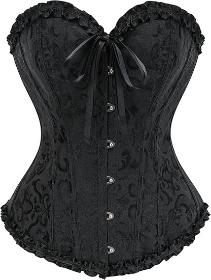Corset Tops for Women, Bustier Shapewear Lingerie, Lace Waist Push Up Bodysuit black XS