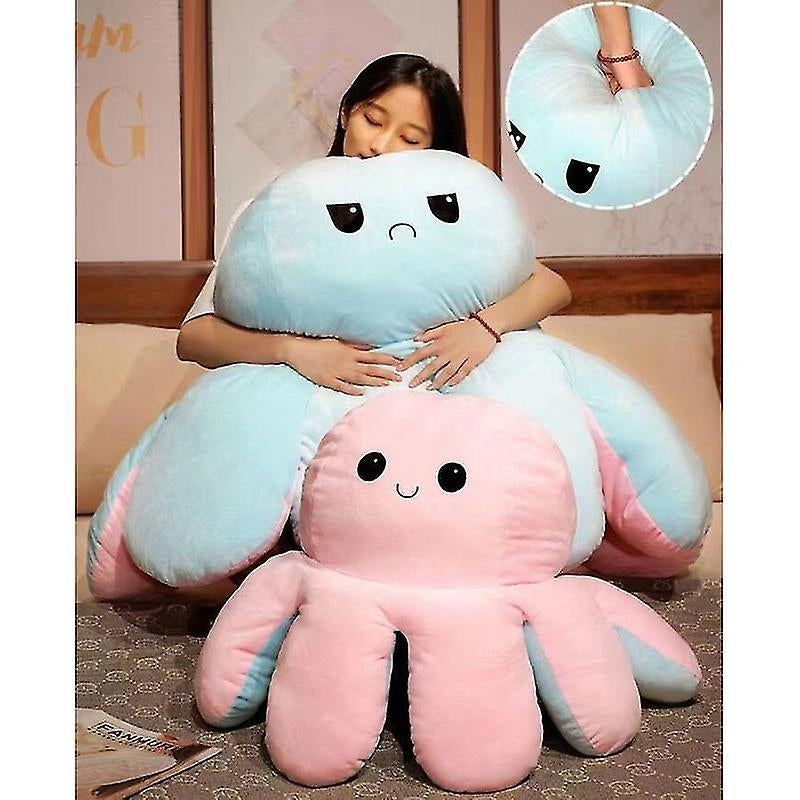 Double-sided blue octopus plush toy, large plush octopus pillow toy blue - Perfect Blue 90cm-max Blue 90cm - Image 4