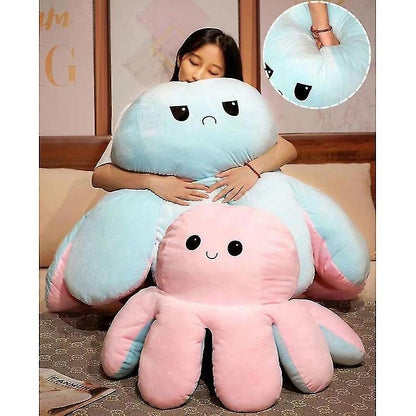 Double-sided blue octopus plush toy, large plush octopus pillow toy blue - Perfect Blue 90cm-max Blue 90cm - Image 4