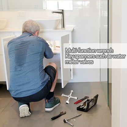 4-in-1 Universal Electrical Cabinet Wrench for Elevators and Valves Silver Multifunctional Tool Wrench - Image 3
