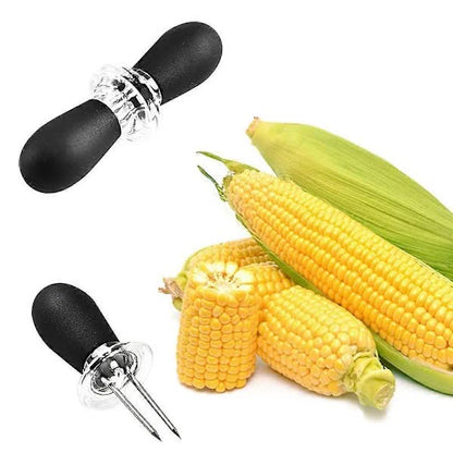 pcs Stainless Steel Corn Forks, Corn Rack, Corn Cob, Kitchen Utensils, Small Round Head, Grill Corn Black - Image 2