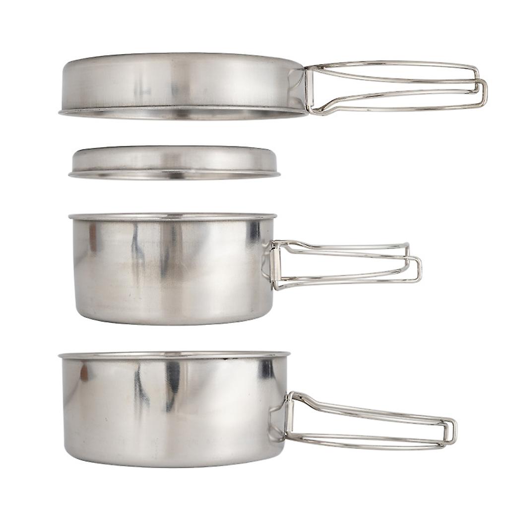 pcs Stainless Steel Pots/Frying Pan/Lid for Outdoor Camping Cooking - Image 4