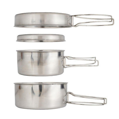 pcs Stainless Steel Pots/Frying Pan/Lid for Outdoor Camping Cooking - Image 4