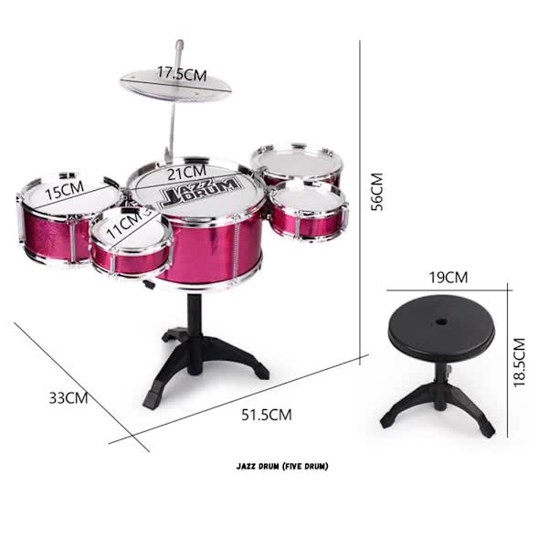 Drum Set for Toddlers Tough Impact Resistant Drums Detachable Drum Instrument Red Oversized Drum Set - Image 5