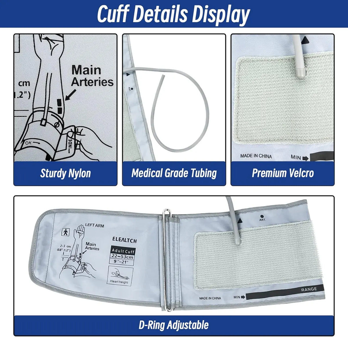Omron 9201d-21201d XL Blood Pressure Cuff 22-52 cm Gray for Adults - Image 5