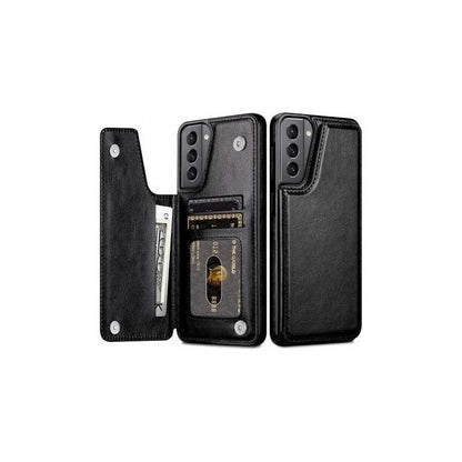 Samsung S22 Shockproof Case Card Holder 3-COMPARTMENT Flip Black_yux