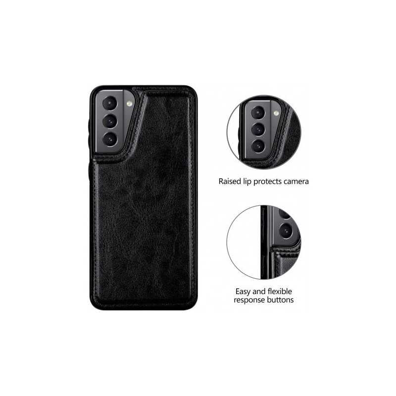 Samsung S22 Shockproof Case Card Holder 3-COMPARTMENT Flip Black_yux - Image 2