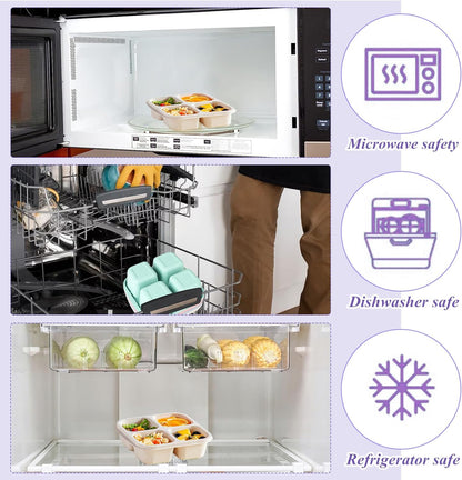 4-pack snack boxes with compartments, snack containers for kids and adults, 4-compartment bento lunch boxes - Image 3