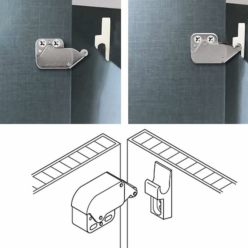 Mini latches with spring, 6 pcs Mini automatic spring lock, Spring lock, Spring lock Mini cabinet lock Mini latch for kitchen cabinet door - Image 5