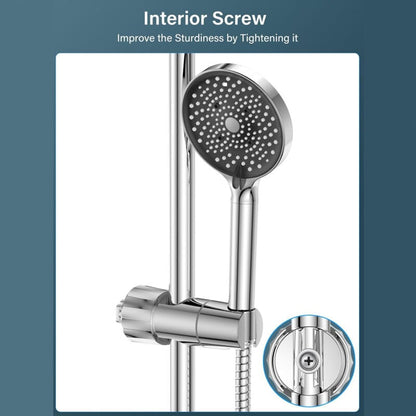Adjustable Shower Head with 2 Hooks for 16-27mm Shower Rod, Wall Mounted Chrome Hand Shower Holder - Image 3
