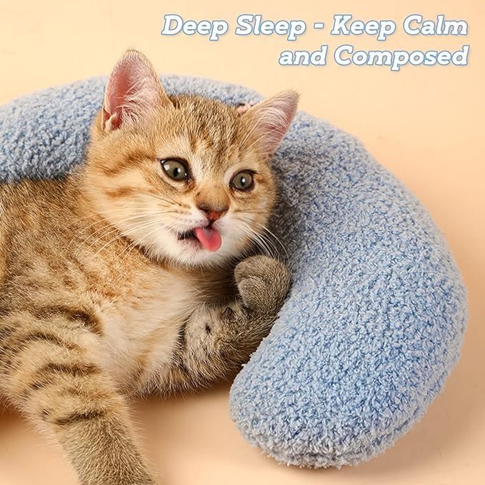 Cat Pillow, Soft Pet Toy, Soothing Cat Pillow for Dogs with Anxiety, U-Shaped Pillow, Dog Bed for Better Sleep and Comfort, Cat Plush Toy - Image 4