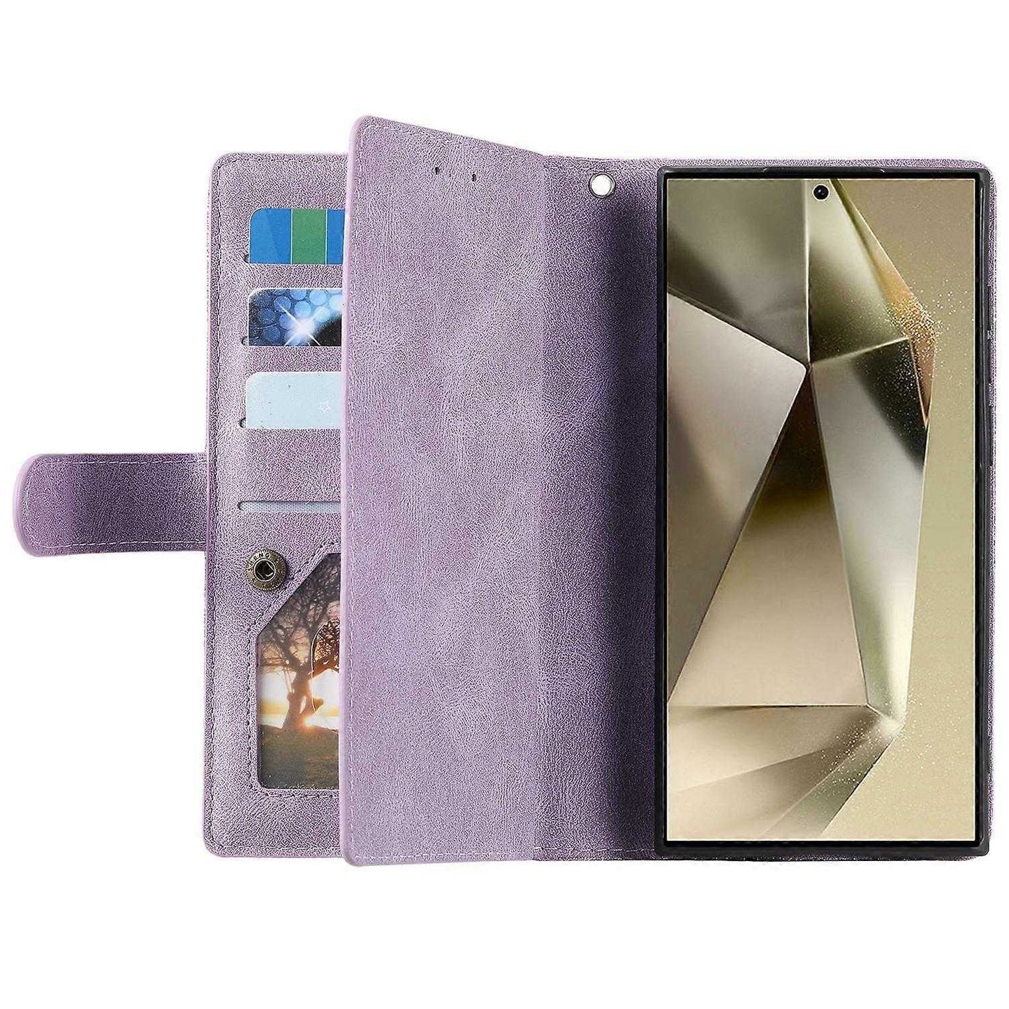 Samsung Galaxy S25 Ultra Mobile Case PU Leather Phone Cover with Zipper Wallet 9 Card Slots - Perfect Style F Style F - Image 2