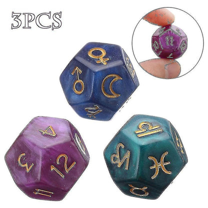 3pcs 12-sided resin tweezers astrology tarot constellation divination dice - Image 2