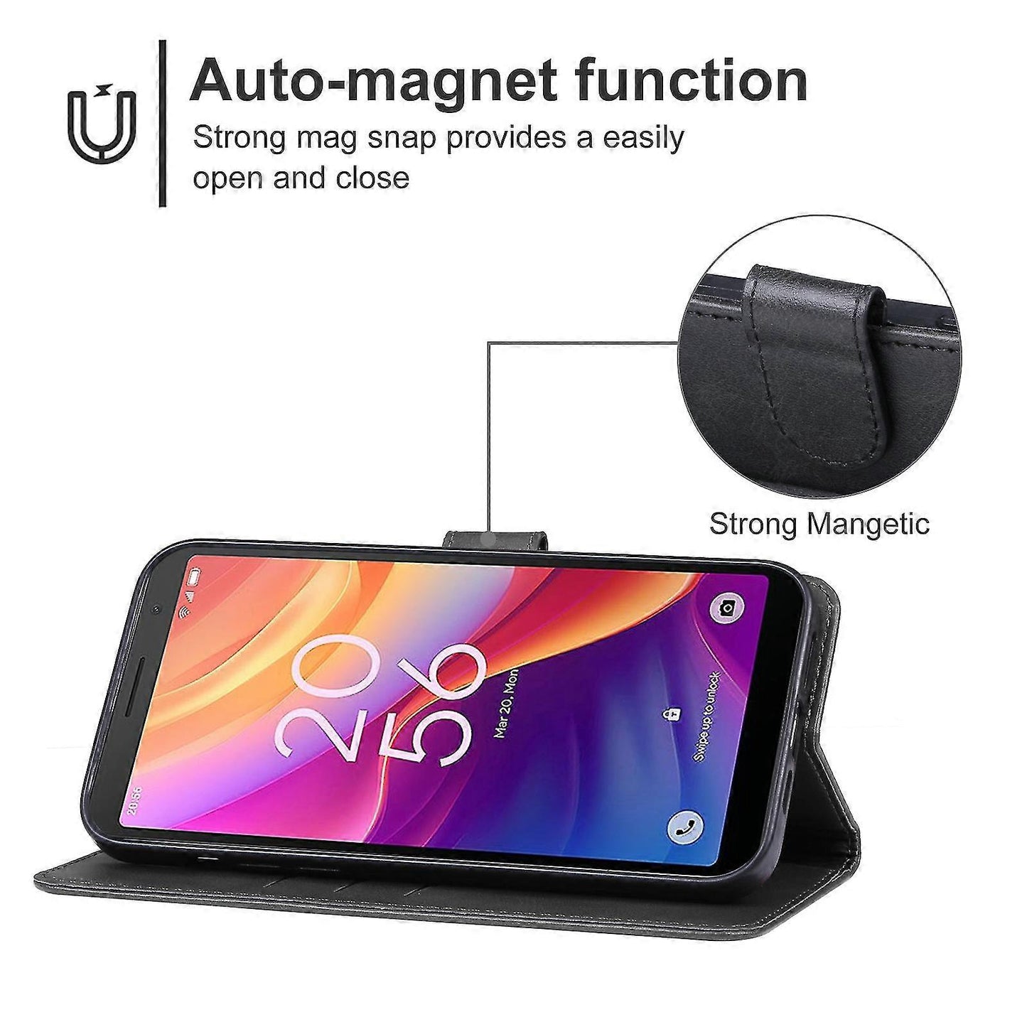 Leather Case for TCL 501 Black - Image 4