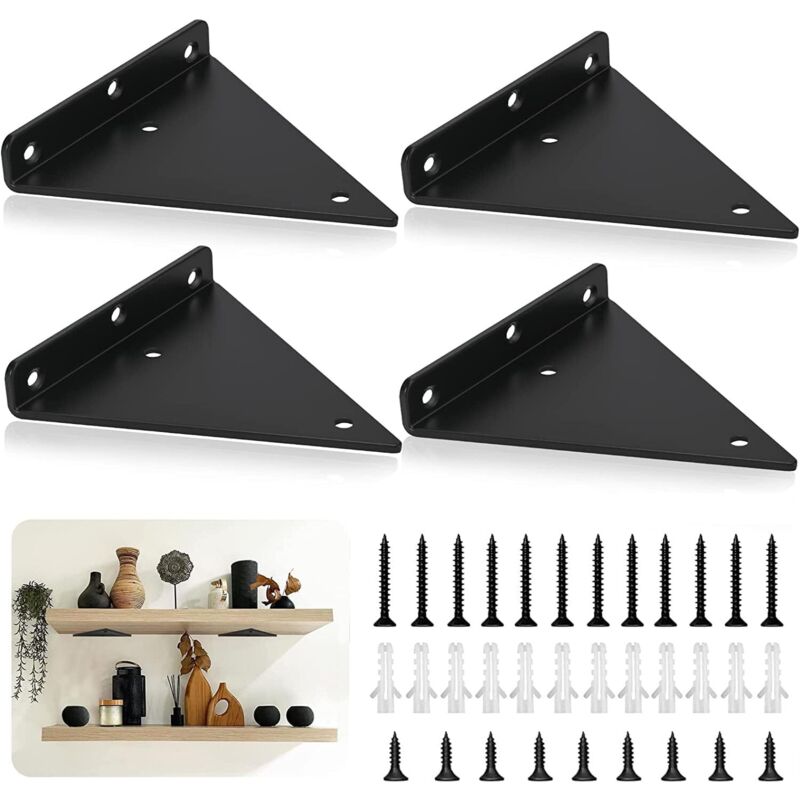 Package Triangle Shelf Brackets, 14cm Iron Floating Shelf Brackets, Metal Wall Mounted Shelf Brackets for DIY Open Shelf Ikodm - Image 2