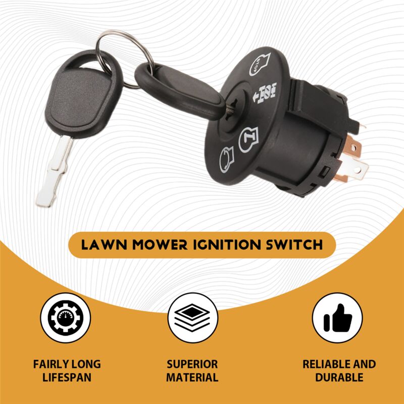 4-position ignition lock with key for riding lawn mower tractor 193350 532193350 - Image 3