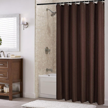 pc Brown Shower Curtain, Waffle Woven Textured Fabric Bathroom Shower - Image 2