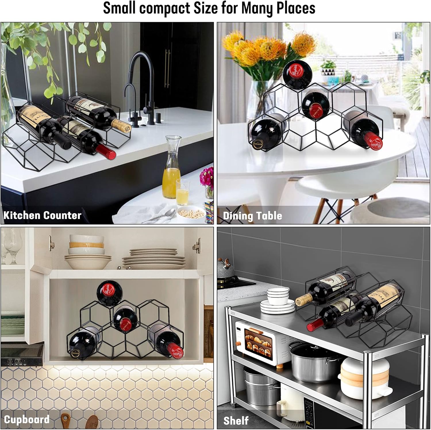 Freestanding Metal Wine Rack for 9 Bottles - Black, Tabletop Wine Rack - Image 5
