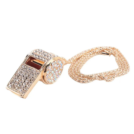 Whistle, metal and rhinestone crystal whistle, shiny with key ring for referees, coaches, teachers - Image 2