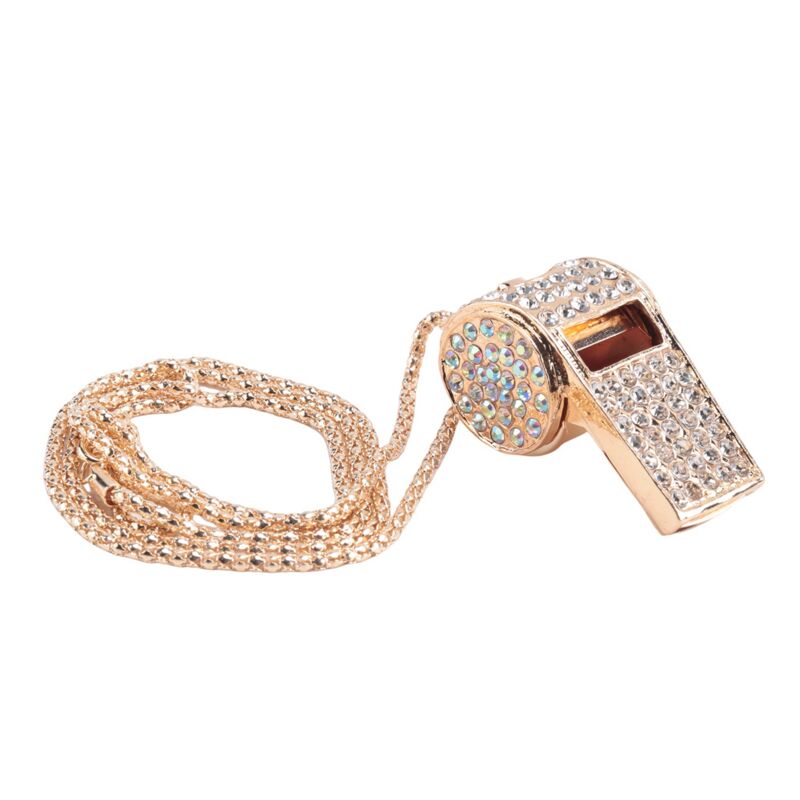 Whistle, metal and rhinestone crystal whistle, shiny with key ring for referees, coaches, teachers - Image 3