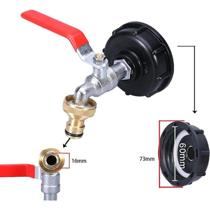 1000l tank tap with garden hose adapter, S60x6 IBC tap connection - Image 5