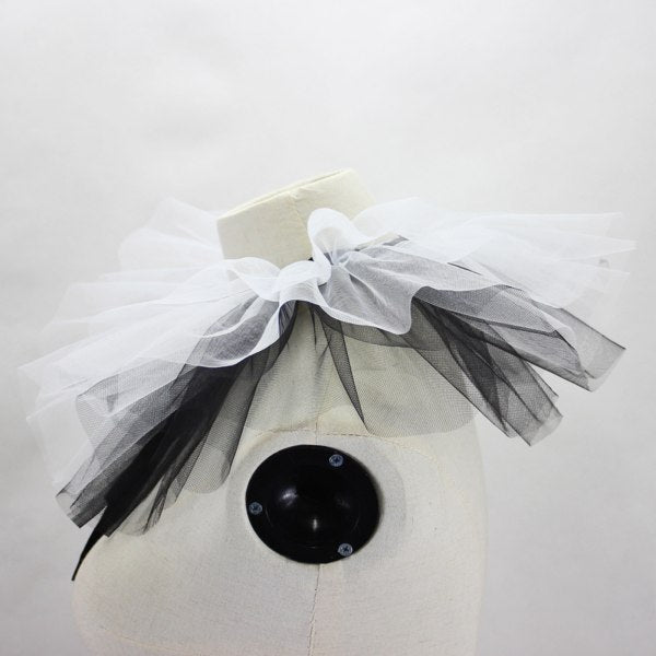 Women's Renaissance Tulle Ruffled False Collar Layered Black White Mesh Clown Choker Lace Up Victorian Neck Ruff Shawl Cosplay Props - Image 5
