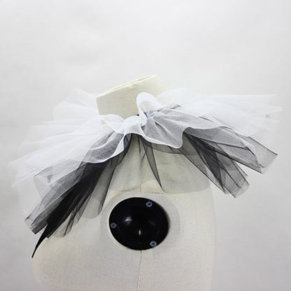 Women's Renaissance Tulle Ruffled False Collar Layered Black White Mesh Clown Choker Lace Up Victorian Neck Ruff Shawl Cosplay Props - Image 5