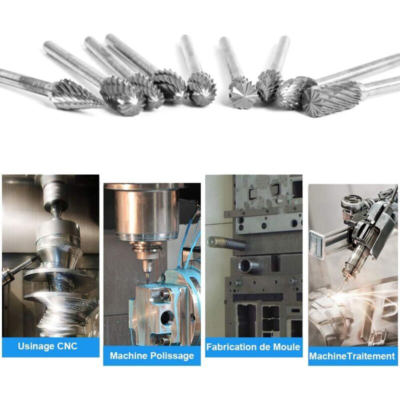 10pcs Double Cut Tungsten Steel Rotary Files with 3mm Shank, Twist Drill Bits for Dremel Rotary Tools - Image 2