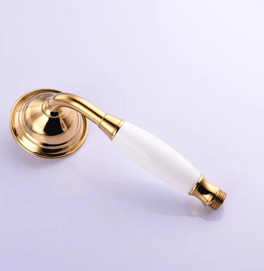 Brass and ceramic shower head, gold, round hand shower, narrow - Image 2