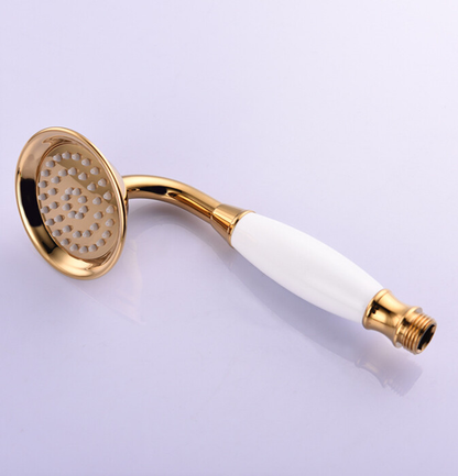 Brass and ceramic shower head, gold, round hand shower, narrow - Image 3