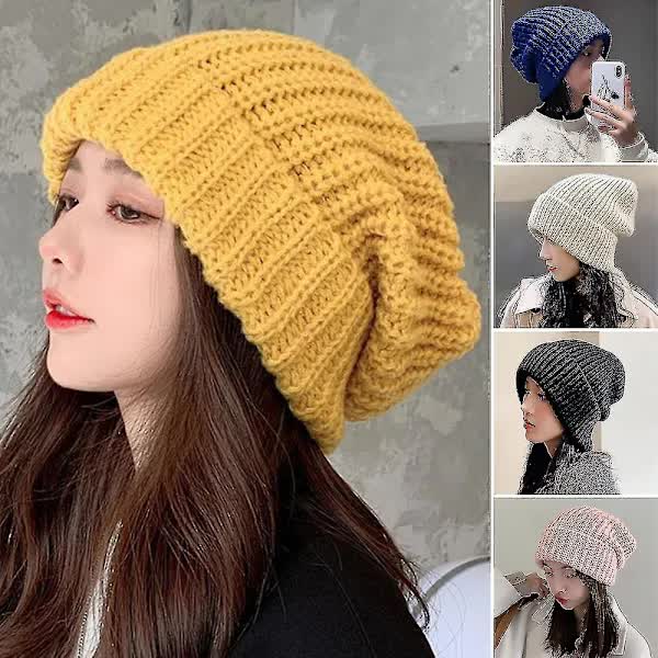 Knitted Hat Baggy Slouchy Ribbed Stretchy Warm - Solid Color Autumn Winter Women Men - Image 2