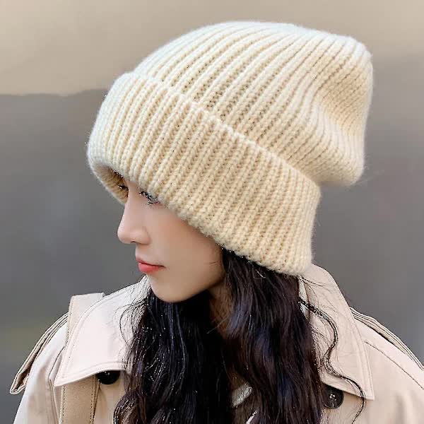 Knitted Hat Baggy Slouchy Ribbed Stretchy Warm - Solid Color Autumn Winter Women Men - Image 3