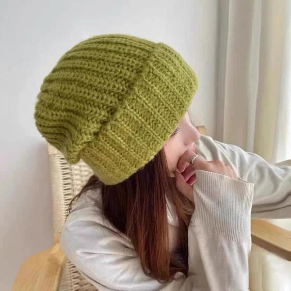 Knitted Hat Baggy Slouchy Ribbed Stretchy Warm - Solid Color Autumn Winter Women Men - Image 4