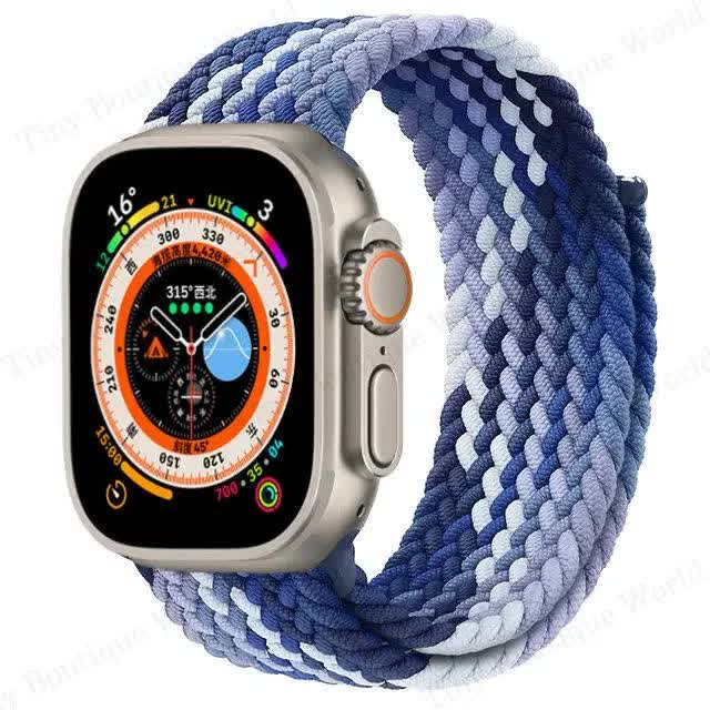 Braided Solo Loop for Apple Watch Ultra band 49mm 45mm 41mm 44mm 40mm 42mm bracelet iWatch series 9 7 SE 8 6 5 4 3 band SummerU SummerU 38 40 41mm-S