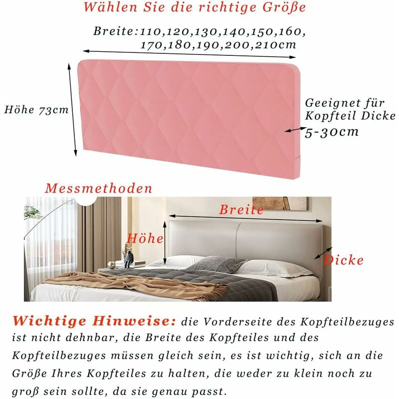 Headboard Cover, Headboard Cover Decorative Cover Bedroom Thickened Soft Package Dustproof Stretch Cover, Camel, 170cm (67 inches) - Image 3