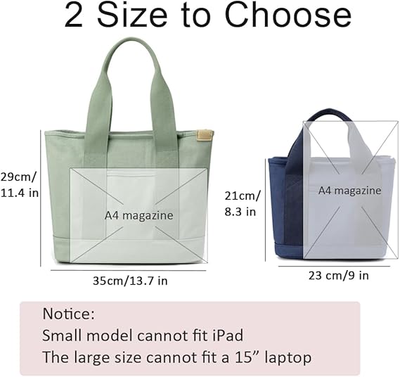 Multi-Pocket Tote Bag with Zipper, Canvas Handmade Handbag with Compartments, Multifunctional Satchel Bags for Women, Ladies, University, School, Work, Travel Black-small - Image 2