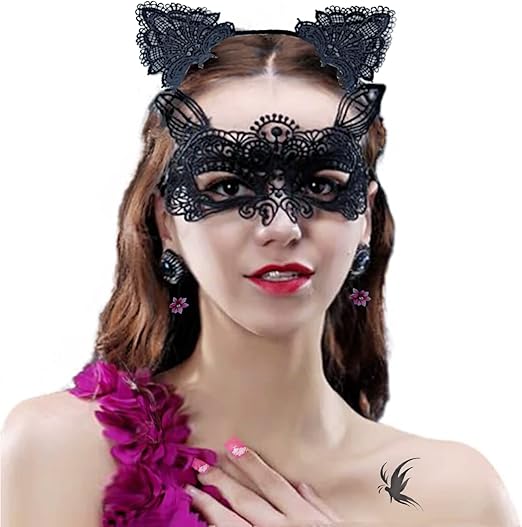 Cat mask and cat ears headband women's fancy dress Halloween mask costume Catwoman accessories makeup party gifts - Image 3